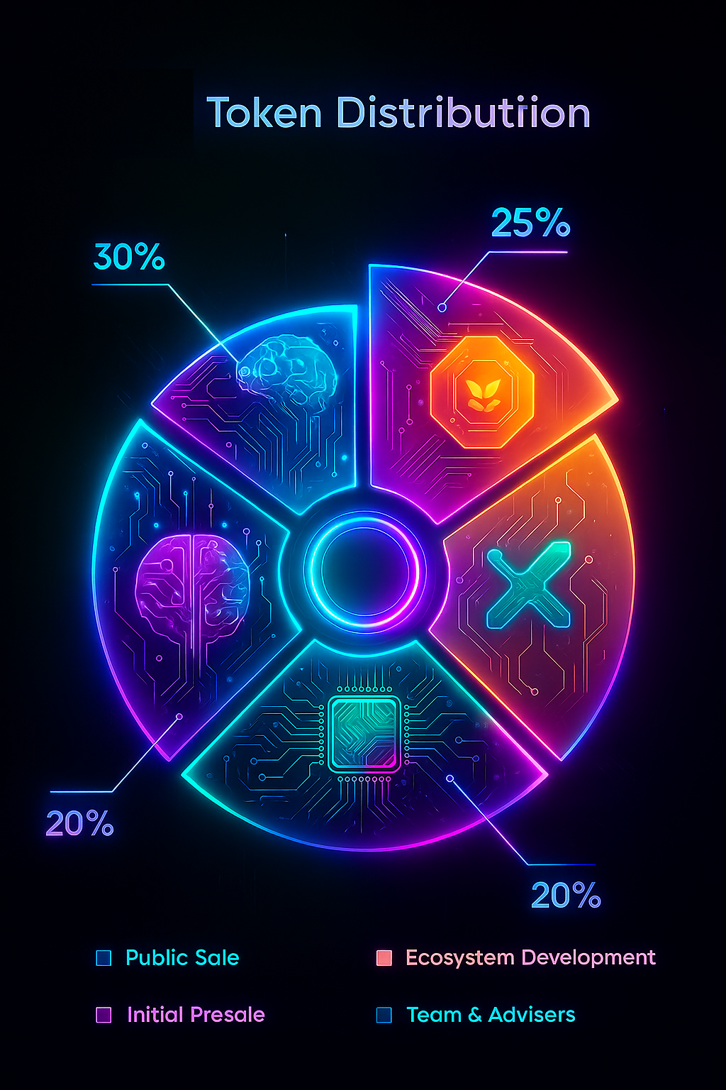 Pie chart of GROK595J token distribution